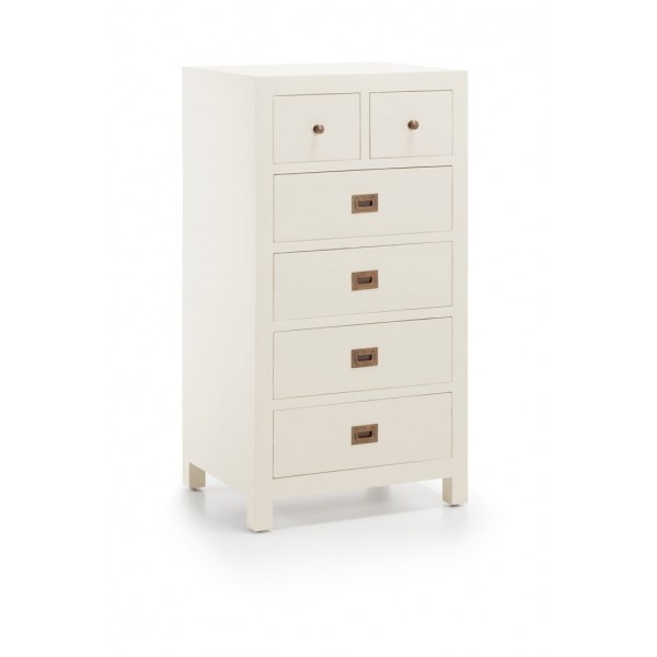 Comoda estrecha New White 6 Cajones (Moycor),compra online mueble Colonial  en Muebles Sabaia